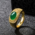 Retro ethnic green agate oval green chalcedony ancient gold ring jewelrypicture13